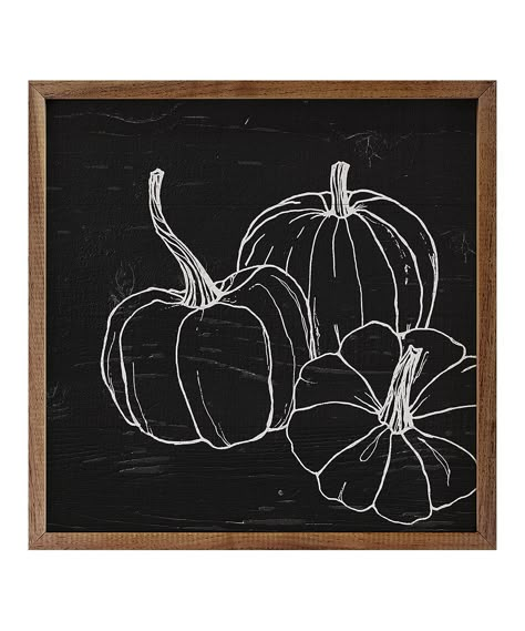 Black Trio Pumpkins Framed Wall Art. Add a touch of authentic farmhouse charm to your decor when you display this rustic wall art that comes in a frame, ready to hang. WoodReady to hangMade in the USA Halloween Black Board Ideas, Pumpkin Chalk Art, Diy Fall Wall Art, Fall Wall Art Diy, Fall Chalkboard Ideas Easy, Fall Chalkboard Art Diy, Halloween Chalkboard Art Easy, Pumpkin Chalkboard Art, Home Chalkboard Art