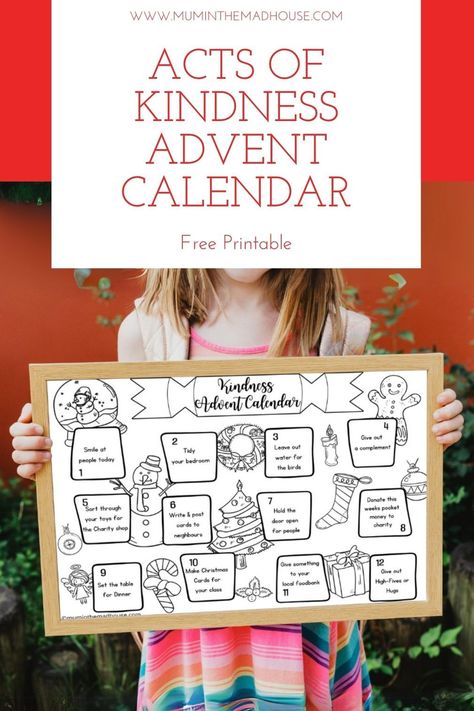 Take back the meaning of advent with this Kindness advent calendar to share random acts of kindness in the lead-up to Christmas. Meaning Of Advent, Acts Of Kindness Advent Calendar, Kindness Advent Calendar, Advent Calendar Kids, Traditional Advent Calendar, Printable Advent Calendar, Advent Activities, Advent Calendars For Kids, Christmas Calendar