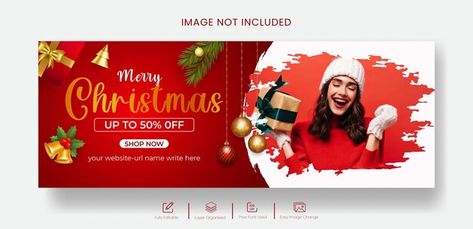 Christmas sale web banner and facebook c... | Premium Vector #Freepik #vector #christmas #festival #offer #cover Christmas Sale Banner, Banner Design Templates, Header Template, Christmas Facebook Cover, Creative Banners, Social Media Kit, Facebook Templates, Merry Christmas Banner, Christmas Festival