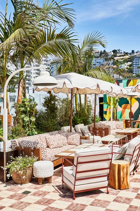 See Inside Soho House's New Holloway House - Sunset Magazine Green Terrazzo Floor, Green Terrazzo, Little Beach House, Midcentury Art, Greek Wine, Terrazzo Floors, Pool Renovation, Rooftop Lounge, Hollywood Homes