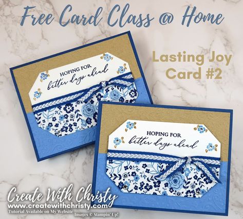 Lasting Joy Card Class @ Home - Card #2 [Create With Christy] Su Lasting Joy, Countryside Corners Stampin Up Cards, Su Countryside Corners, Stampin Up Joy Of Sharing Card Kit, Stampin Up Joy To You Stamp Set, Joy Cards, Belated Birthday, Pretty Designs, Flower Lights