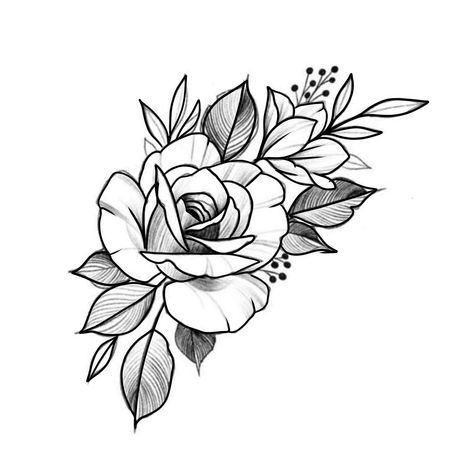 Rosa Tattoo Designs, Roses Tattoo Stencil, Rose Tattoo Flash, Flower Tattoo Flash, Flower Tattoo Stencil, Flower Tattoo Stencils, Rose Tattoo Stencil, Single Rose Tattoos, Rose Drawing Tattoo