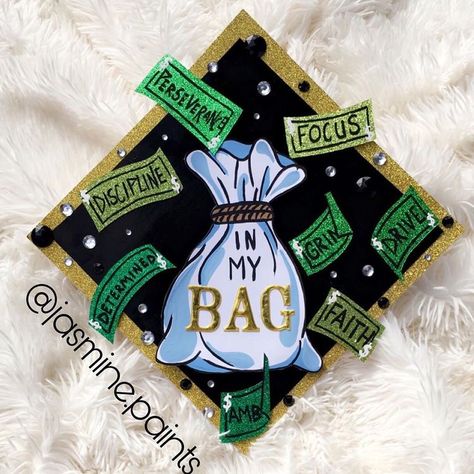 Culinary Cap Decoration, Entrepreneur Graduation Cap, Lil Durk Graduation Cap, Boujee Graduation Cap, Money Grad Cap, Graduation Cap Designs Money, Cap And Gown Cap Decorations, Nigerian Graduation Caps, Business Administration Graduation Cap