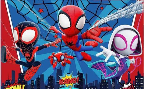 Spiderman Photography, Friends Backdrop, Hero Background, Photography Banner, Background For Kids, Marvel Birthday Party, Spidey And His Amazing Friends, Backdrops Kids, Spiderman Birthday Party