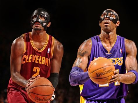 Kyrie Irving vs Kobe Bryant Masked Kyrie, Kyrie Irving 3, Kobe Bryant Nba, Basketball Videos, Damian Lillard, Derrick Rose, Nba Pictures, Basketball Art, Sports Figures