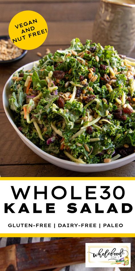 Whole30 Kale Salad Kit - Paleo, gluten-free, dairy-free, vegan, nut-free, easy! Paleo Kale Salad, Whole 30 Salads, Paleo Easy, Dairy Free Salads, Salad Kit, Whole 30 Lunch, Whole 30 Meal Plan, Kale Salad Recipes, Paleo Salads