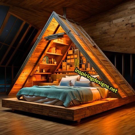 These Cabin Shaped Beds Let You Take a Rustic Retreat While You Sleep Bed Design For Kids, Hemp House, Weird Beds, Unique Bed Frames, Retreat Cabin, Unique Bed Design, Wooden Pallet Beds, Amazing Rooms, Fantasy Settings