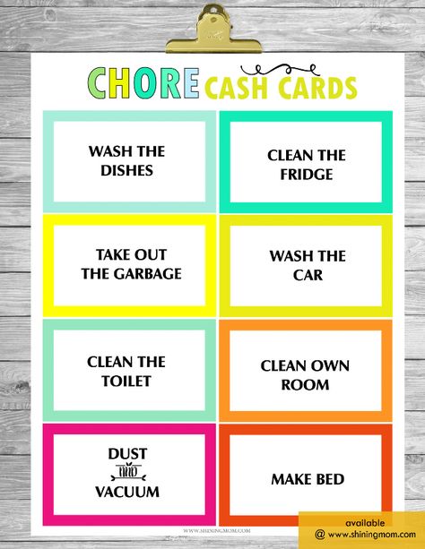 Chore Cards Printable Free, Diy Family Chore Chart, Chore Jar, Printable Chore Cards, Free Chore Chart, Mom Bucks, Free Printable Chore Charts, Chore Cards, Chore Board