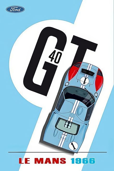 Ford Le Mans, Ford Gt Le Mans, Gt40 Le Mans, Porche Vintage, Cars Decor, Vintage Racing Poster, Ken Miles, Gulf Racing, Motorsport Art