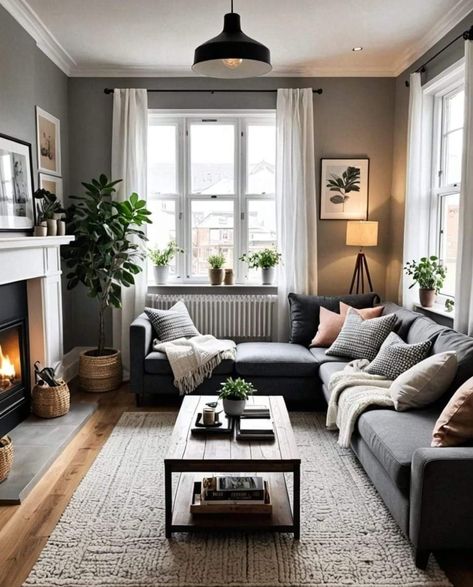 Dark Grey Couch Living Room, Grey Sofa Living Room, Grey Couch Living Room, Living Room Decor Gray, Apartment Bedroom, Home Design Living Room, Decor Home Living Room, Living Room Decor Apartment, Living Room Inspo