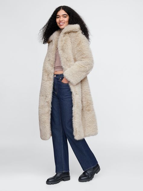 Faux fur lined coat