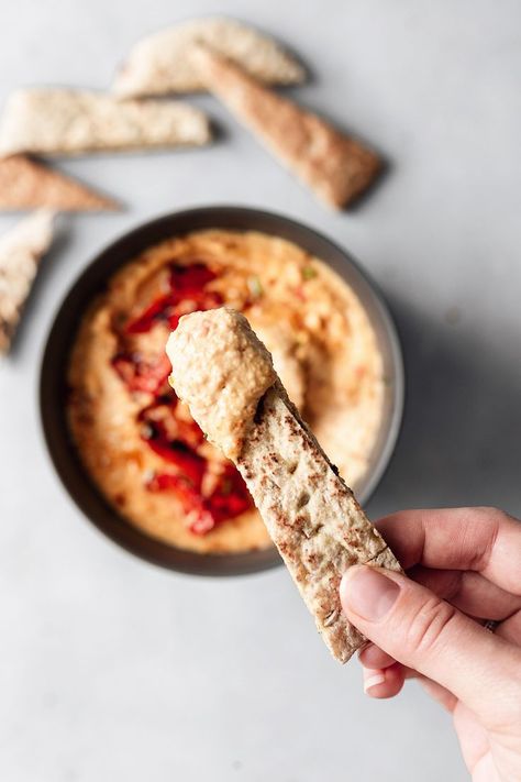 ... spicy roasted red pepper hummus ... Hummus Food Photography, Dips Photography, Hummus Photography, Hummus And Pita, Pepper Hummus, Roasted Red Pepper Hummus, Red Pepper Hummus, Vegan Recipes Videos, Food Photoshoot