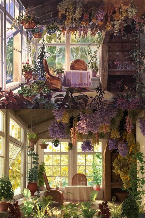 Witchy Flowers, Maya Autodesk, 2d Background, Kiki's Delivery Service, 3d Interior, Zbrush, The Ceiling, Studio Ghibli, Cottage Style