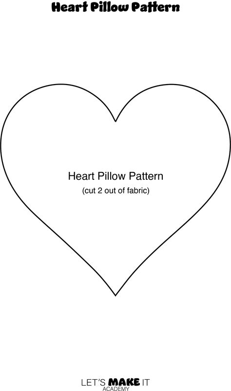 Heart Pillow Pattern Sewing Free, Heart Pillow Sewing Pattern, Heart Shaped Pillow Diy Free Pattern, Heart Plush Pattern, Heart Pillow Pattern Sewing, Pillow Patterns Sewing, Heart Sewing Pattern, Pillow Sewing Patterns, Sewing A Pillow