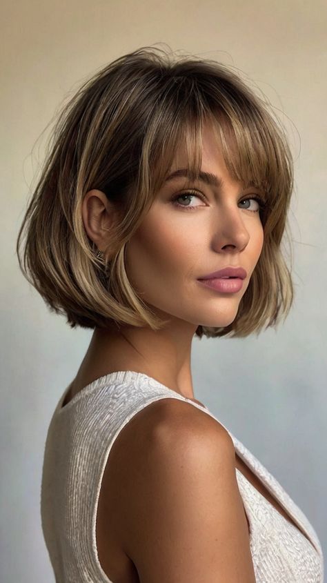 Short Bob Hairstyles Pinned Back Bob Hairstyles, Bob With Curtain Bangs Thick Hair, Bob Hairstyles Straight Hair, 2024 Bob Hair Trends, Long Aline Bob, Cowgirl Bob, Layered Bob Hairstyles Short, A Line Bob With Bangs, Hair Bangs And Layers