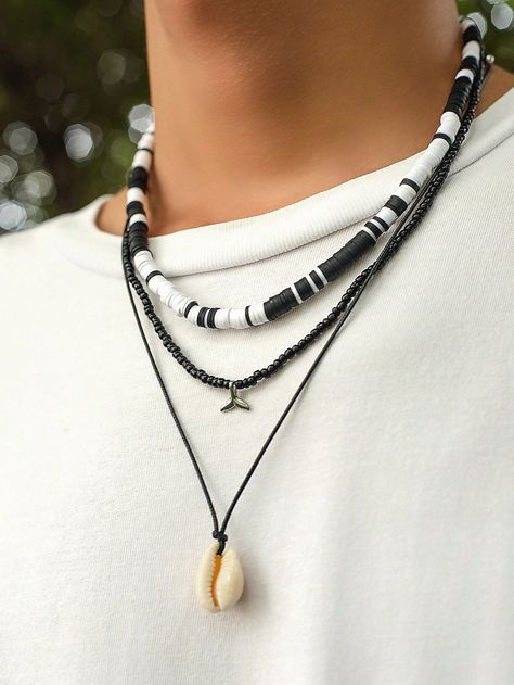 Vintage Bohemian Vacation Style Metal Mermaid Tail & Shell Pendant Necklace https://whispers-in-the-wind.com/discover-the-latest-mens-accessory-trends-for-2024/?stainless-steel-18k-gold-plated-cross-pendant-necklace-with-fashionable-simple-rope-chain Marine Jewelry, Polymer Clay Beaded Necklace, Surf Necklace, Clay Bead Necklace, Bead Chain Necklace, Chain Necklace For Men, Seashell Pendants, Soft Clay, Trending Necklaces