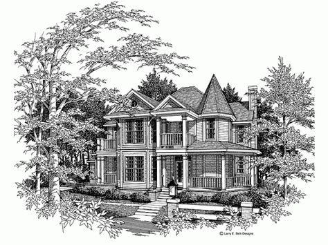 Victorian House Plan DHSW46776 2807 Sq Ft. 3 bedrooms 2.5 bath Dream Home Source Manor Floor Plan, Bathroom Victorian, Victorian House Plan, Exclusive House Plan, Colonial Style House Plans, Victorian Exterior, Victorian House Plans, Victorian Style House, Blueprint Pictures