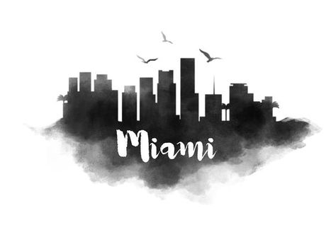 Watercolor Miami Skyline Instagram Logos, Cover Icons, Cover Design Inspiration, Miami Skyline, Black And White Instagram, Insta Highlights, Story Cover, Highlights Cover, Instagram Highlight Cover