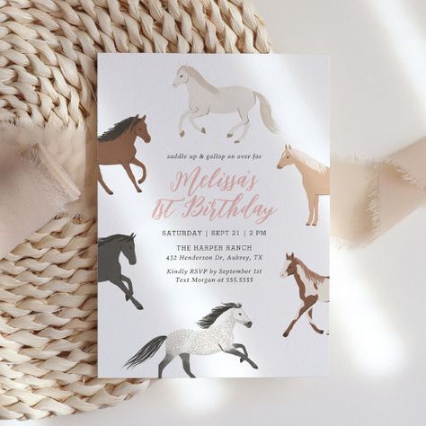 Horse Cowgirl Equestrian Birthday Invitation #zazzle #weddinginvitations #birthdayinvitations #babyshowerinvitations #zazzleinvitations #monogram #businesscards #graduation #homedecor Equestrian Birthday, Horse Birthday Party Invitations, Horse Birthday Party, Horse Birthday Invitations, Horse Birthday Parties, Cowgirl Horse, Horse Party, Horse Birthday, Cowgirl And Horse