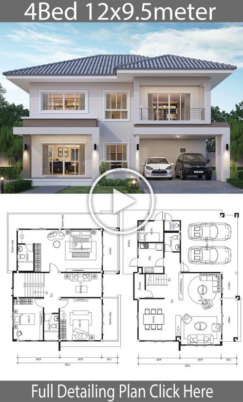 New Model House, Diy Tiny House Plans, Villa Tugendhat, Küchen In U Form, Home Map Design, 4 Bedroom House Designs, Bungalow Floor Plans, Affordable House Plans, A Frame House Plans