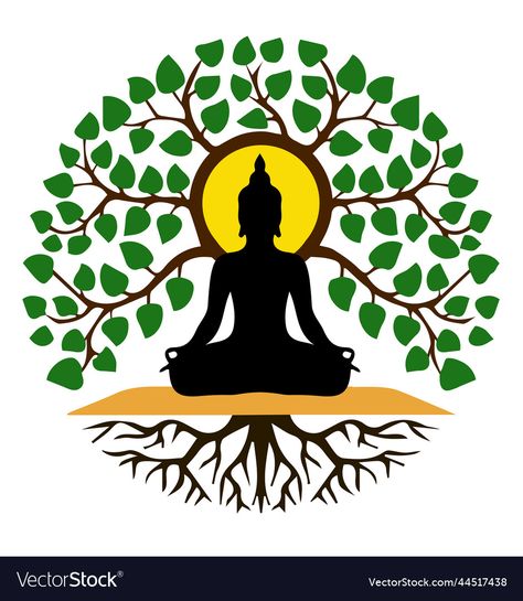 Buddha Png, Tree And Roots, Buddha Symbols, Buddha Drawing, Buddha Art Drawing, Drums Art, Buddha Garden, Buddha Art, Color Vector