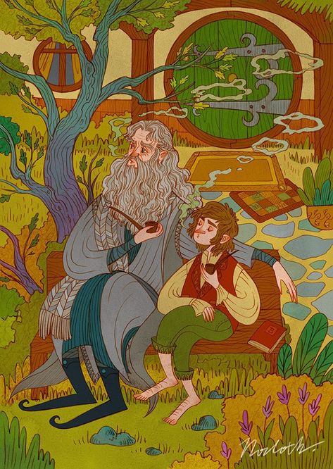 Gandalf And Bilbo, John Howe, Hobbit Art, Middle Earth Art, Tolkien Art, Lotr Art, Drawing Wallpaper, Jrr Tolkien, Gandalf