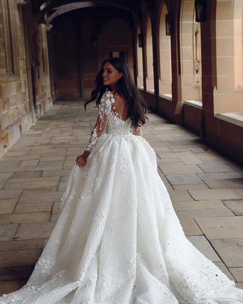 Steven Khalil Wedding Dress, The Wedding Bliss, Elegant Long Sleeve Wedding Dresses, Expensive Wedding Dress, Romantic Wedding Dress Lace, Steven Khalil, Romantic Wedding Dress, Wedding Portrait Poses, Long Sleeve Wedding Gowns