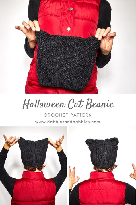 Cat Beanie Crochet Pattern, Beanie Ideas, Crochet Cat Hat, Beanie Crochet Pattern, Ear Beanie, Cat Eared Beanie, Crochet Beanies, Easy Crochet Hat, Cat Beanie