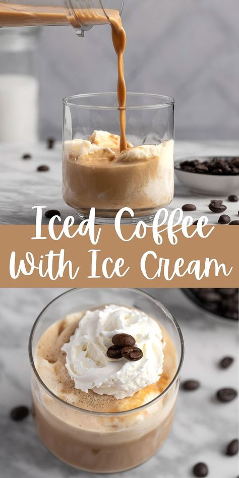 Coffee With Ice Cream, Creamy Iced Coffee, Easy Milkshake, Cold Coffee Drinks Recipes, Summer Coffee Drinks, Coffee Ice Cream Recipe, Homemade Coffee Drinks, Coffee Smoothie Recipes, Homemade Iced Coffee