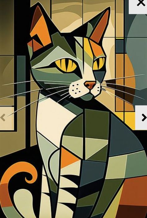 Modern Cat Art, Kat Diy, Pop Art Cat, Illustration Kunst, Cubism Art, Design Geometric, Art Pop, Bar Club, Cat Painting