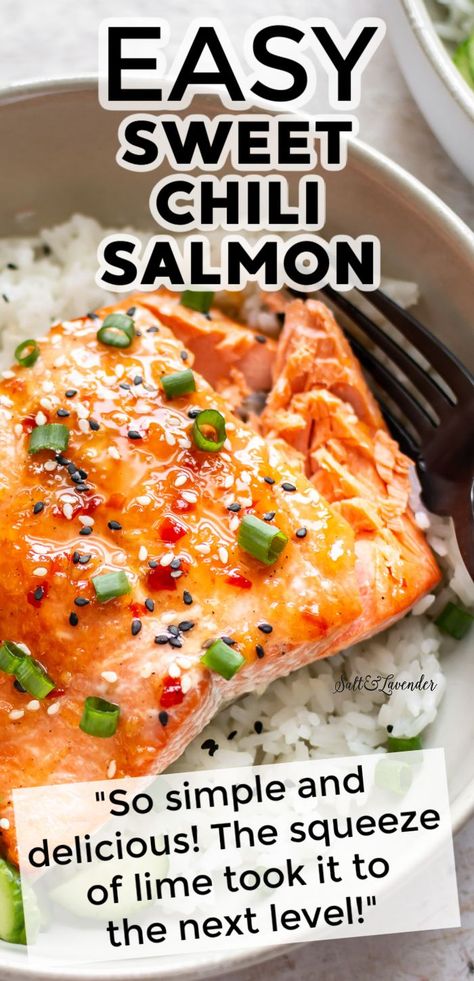 Chili Salmon Recipe, Sweet Chili Salmon, Chili Salmon, Salmon Recipes Baked Healthy, Salmon Glaze Recipes, Fish Dinner Recipes, Healthy Salmon Recipes, Easy Salmon Recipes, Salmon And Rice