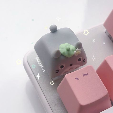 Polymer Clay Keycaps, Keycaps Clay, Kawaii Keycaps, Clay Totoro, Clay Keycaps, Keycaps Artisan, Cute Keycaps, Custom Keycaps, Artisan Keycaps