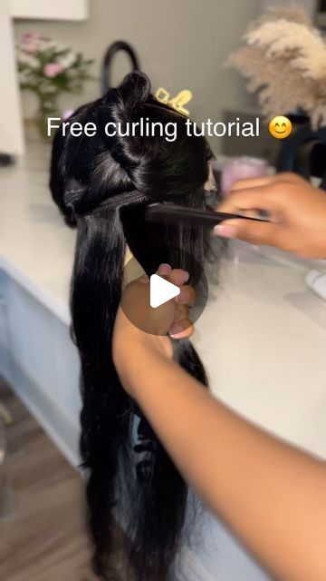 𝒮𝒶𝒷𝓇𝒾𝓃𝒶 | Glueless Wigs | Wig Maker on Instagram: "I wish these reels were longer. A free curling tutorial 😊 @t3micro   You will hold the curling iron the same way on the other side. Make sure to curl away from your face.   #curlinghair #curlingtutorial #wigmaker #wigstyling #closurewigs #afterpay" How To Curl Your Wig, Curling Wigs Tutorials, Curling A Wig, How To Curl Wig, Ways To Style Wigs, How To Use A Curling Iron, How To Curl Your Hair With A Curl Iron, Curling Wig, Curling Hair With Curling Iron