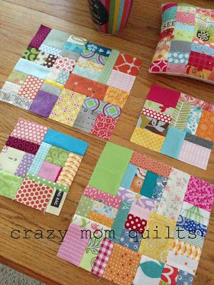 crazy mom quilts: scraps. I think I like these scrap blocks best with white in between. Crumb Quilt, Scrap Fabric Projects, Scrappy Quilt Patterns, Crazy Mom, Scrap Quilt Patterns, Scrap Quilt, Strip Quilts, Scrap Fabric, Scrappy Quilt