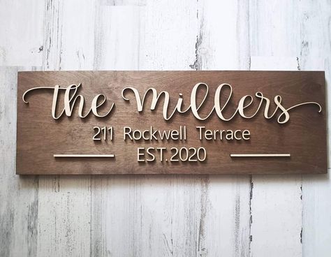 Wood Address Sign, Number Wall Art, Company Signage, Making Signs On Wood, 3d Signs, Established Sign, Last Name Sign, Raised Letters, Last Name Signs