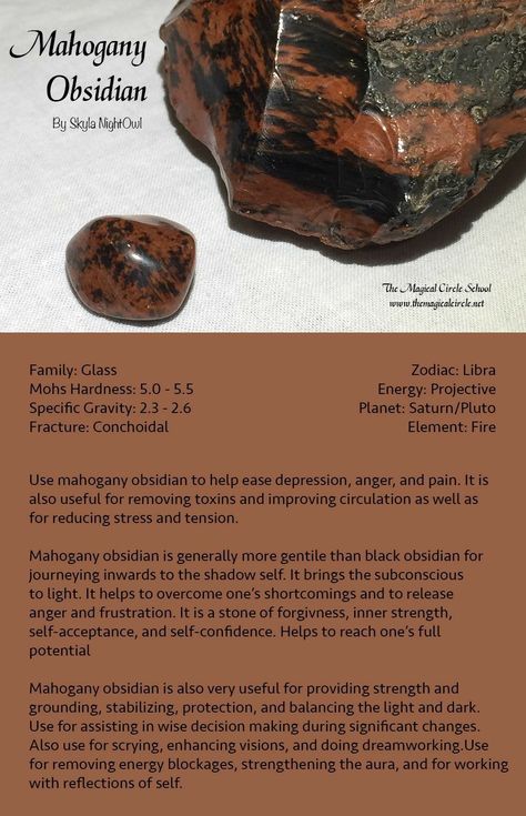 Mahogany Obsidian Crystal Meaning, Mahogany Crystal, Obsidian Rock, Crystal Uses, Mahogany Obsidian, Gemstone Properties, Crystals Healing Properties, Gemstone Meanings, Crystal Therapy