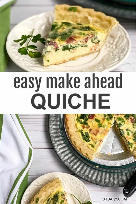 Make Ahead Quiche, Quiche Brunch, Quiche Spinach, Quiche With Bacon, Bacon And Cheese Quiche, Spinach Quiche Recipes, Quiche Recipes Easy, Bacon Quiche, Cheese Spinach