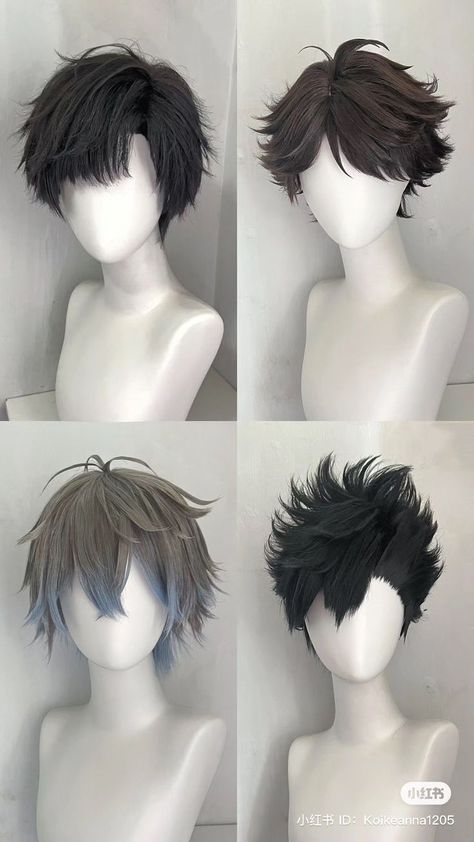 Hair Styles For Short Hair Male, Hairstyle Ideas For Characters, Oc Hairstyles Male, Fantasy Hair Reference, Cool Japanese Hairstyles, Oc Hairstyles Ideas Male, Male Hairstyle Drawing Reference, Hairstyle Ideas Drawing Male, One Eye Covered Hair