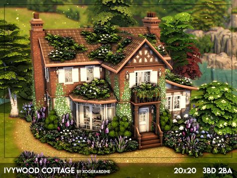 Les Sims Ressource - Ivywood Cottage (NO CC) Sims 4 Cottage Landscaping, Sims Floor Plans Cottage, Sims 4 Cottage House No Cc, Sims 4 Tiny Cottage Floor Plan, Sims 4 Multi Family House, Sims 4 Decor No Cc, Cottage Core Sims House, Cottagecore Sims House Layout, Base Game Cottage Sims 4