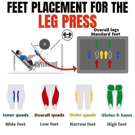 GYM | FITNESS | WORKOUT on Instagram: “👣 FEET PLACEMENT FOR THE LEG PRESS 👣⁣ ⁣ 📥 Be sure to SAVE this for your next LEG DAY!⁣ ⁣ ⁣ ⁣ 🔹 The leg press is an excellent piece of…” Leg Press Benefits, Leg Press Workout, Free Workout Plans, Leg Press Machine, Whole Body Workouts, Gym Workout Chart, Leg Training, Workout Chart, Workout Plan Gym