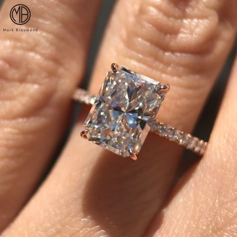 Don't settle for anything less than magic. Elongated radiant engagement ring by Mark Broumand. Elongated Radiant Engagement Ring, Engagement Ring Diamond Band, Elongated Radiant, Radiant Engagement Ring, Radiant Engagement, Radiant Ring, Radiant Engagement Rings, Engagement Ring Diamond, Custom Wedding Rings