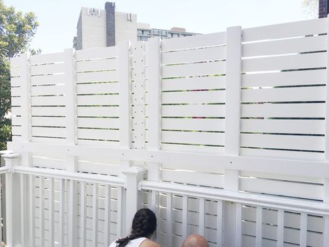 Privacy Wall Tv, White Privacy Wall On Deck, How To Build Privacy Wall On Deck, Privacy Lattice On Deck, Vinyl Lattice Privacy Screen, Diy Privacy Screen For Deck, Deck Privacy Lattice, Privacy Screen Deck Railing, Adding Privacy Wall To Existing Deck