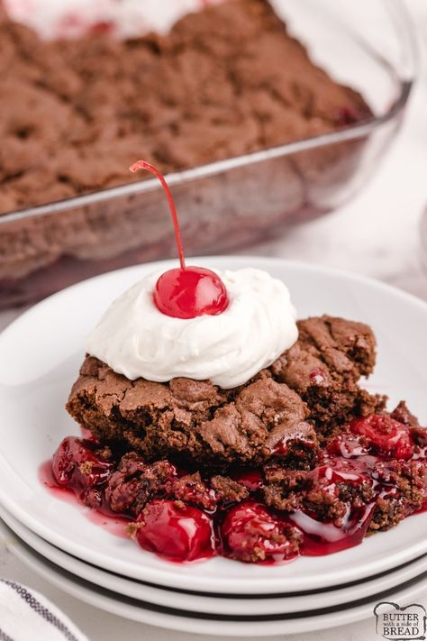 CHOCOLATE CHERRY COBBLER - Butter with a Side of Bread Chocolate Cherry Cobbler, Cherry Cobbler Recipe, Chocolate Crust, Cobbler Recipe, Cherry Cobbler, Cherry Pie Filling, Chocolate Cherry, Cherry Pie, Pie Filling