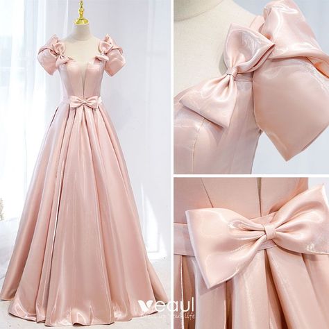 Pink Satin Prom Dress, Beautiful Gown Designs, Promotion Dresses, Satin Prom Dresses, Long Formal Dresses, Dresses Satin, Color Combinations For Clothes, 파티 드레스, Rose Bonbon