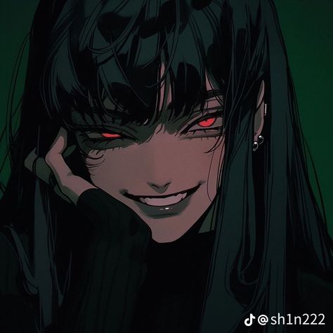 Cool Funny Pfp, Smile Drawing, Funny Pfp, Creepy Smile, Evil Girl, Anime Woman, Female Villains, Pfp Profile, Villain Character