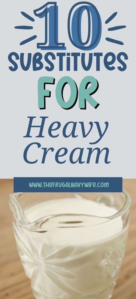 Homemade Heavy Cream Easy, Replacement For Heavy Cream, Homemade Heavy Cream, Substitute For Brown Sugar, Heavy Cream Substitute, Heavy Cream Recipes, Mix Vegetable Recipe, Baking Powder Substitute, Cooking Substitutions