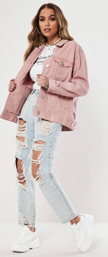 Summer Outfits For Date, Denim Jean Jacket Outfits, Denim Jacket Outfit Fall, Jean Jacket Outfits Fall, Clothes Moodboard, Summer Thrift, Jean Rose, Pink Denim Jacket, Pinky Swear