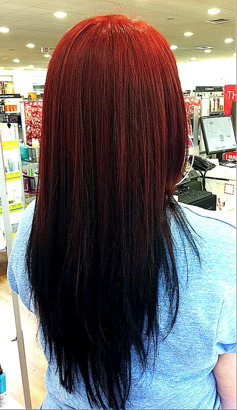 Reverse Ombré ... Red to black fade hair Brown Hair Fade, Red Hair Fade, Reverse Ombre Hair, Black Hair Ombre, Best Ombre Hair, Reverse Ombre, Red Ombre Hair, Purple Ombre Hair, Woman Hairstyles