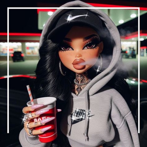 Toxic Tiktok, Baddie Cartoon Aesthetic Pfp, Nails Jewelry, Black Bratz Doll, Barbie Fashion Sketches, Brat Doll, Sassy Wallpaper, Doll Aesthetic, Image Swag