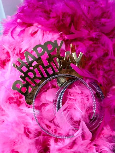 Pink boa | happy birthday crown | gold and black party decor Gilmore Birthday, Gilmore Girls Birthday Party, Gilmore Girls Birthday, Gilmore Girls Party, Gilmore Girls Fashion, Birthday Crowns, Birthday Props, 32nd Birthday, Girls Birthday Party Themes